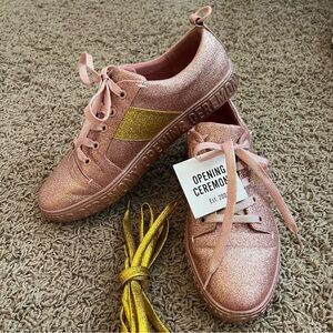 Opening Ceremony Women's Pink and Gold Glitter Sneakers Size Eur 42
